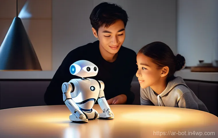 반려로봇의 기계적 안정성 - Image Prompt 1: The First Unveiling of a Durable Companion Robot** 반려로봇의 기계적 안정성 - Image Prompt 1: The First Unveiling of a Durable Companion Robot**