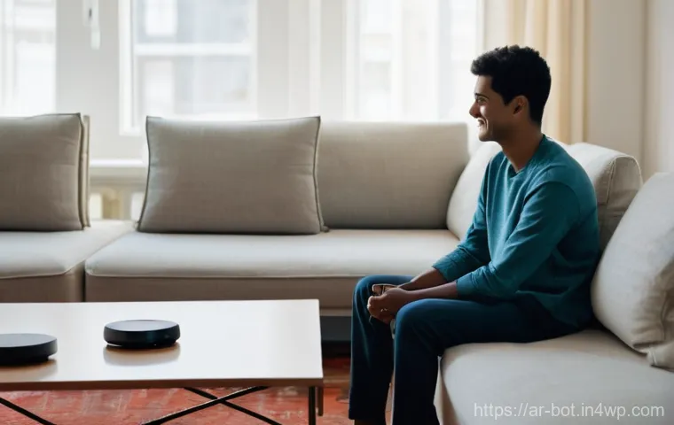 반려로봇 서비스의 사용자 교육 - **Prompt 1: "The First Connection"**
A wide shot of a bright, modern living room with soft, natu...