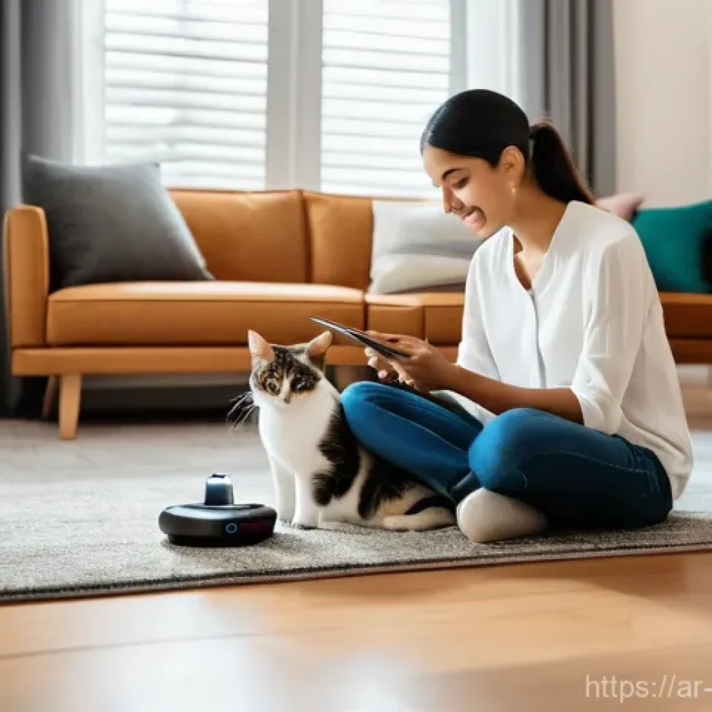 비용 대비 효과적인 반려로봇 서비스 선택하기 - **Image Prompt 1: The Thoughtful Pet Owner's Choice**
    "A warmly lit, modern living room in a spa...