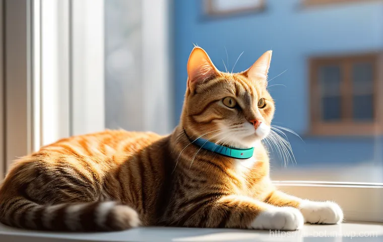 반려로봇과 함께하는 동물 보호 활동 - **Prompt:** A serene and heartwarming scene featuring a medium-sized, healthy domestic shorthair cat...