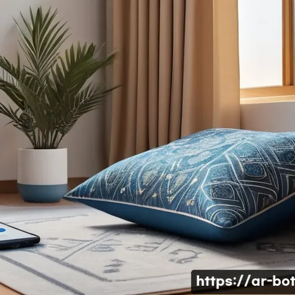 반려로봇의 소프트웨어 업데이트 방법 - A modern home interior featuring a sleek domestic robot actively cleaning the floor, with a visible ...