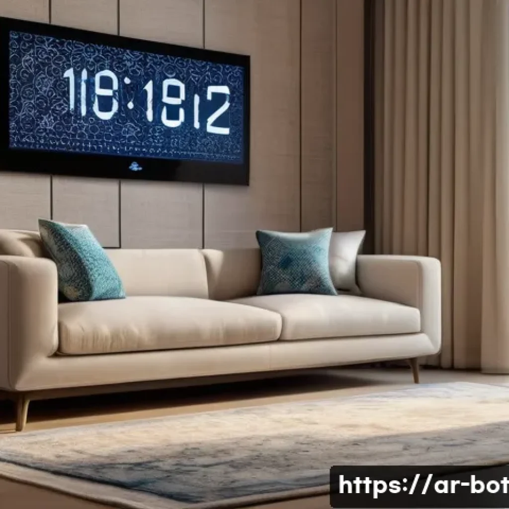 반려로봇의 기능 확장 가능성 - A modern smart home interior in an Arab household setting during the evening, featuring a sleek AI-p...